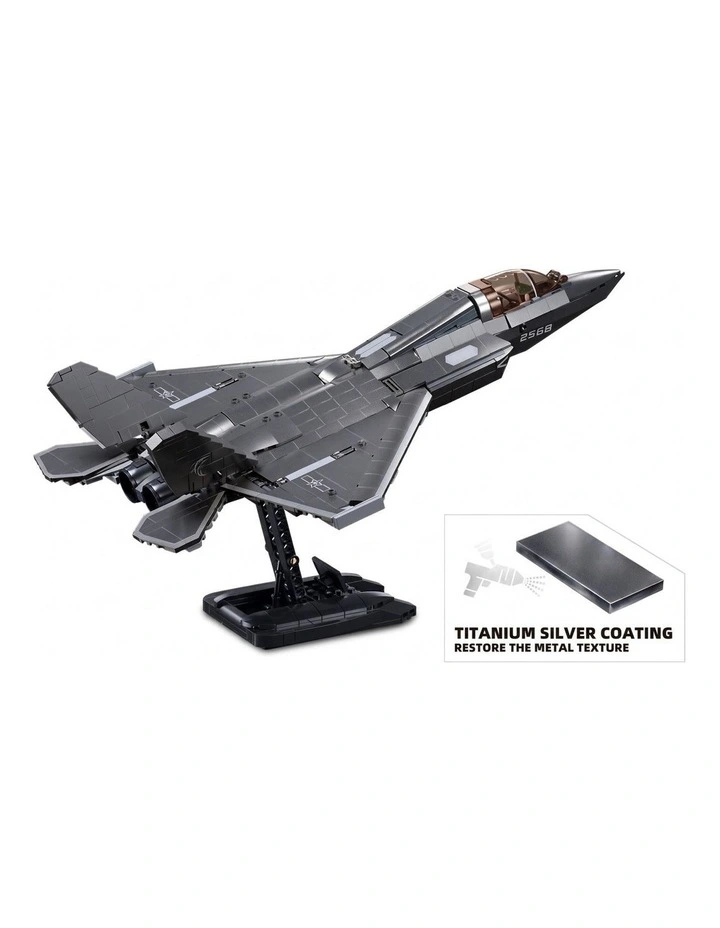 Sluban B1186 Model Kit 1:44 J35 Carrier Fighter Chinese Stealth Jet Plane PLAAF Building Blocks DIY image 2