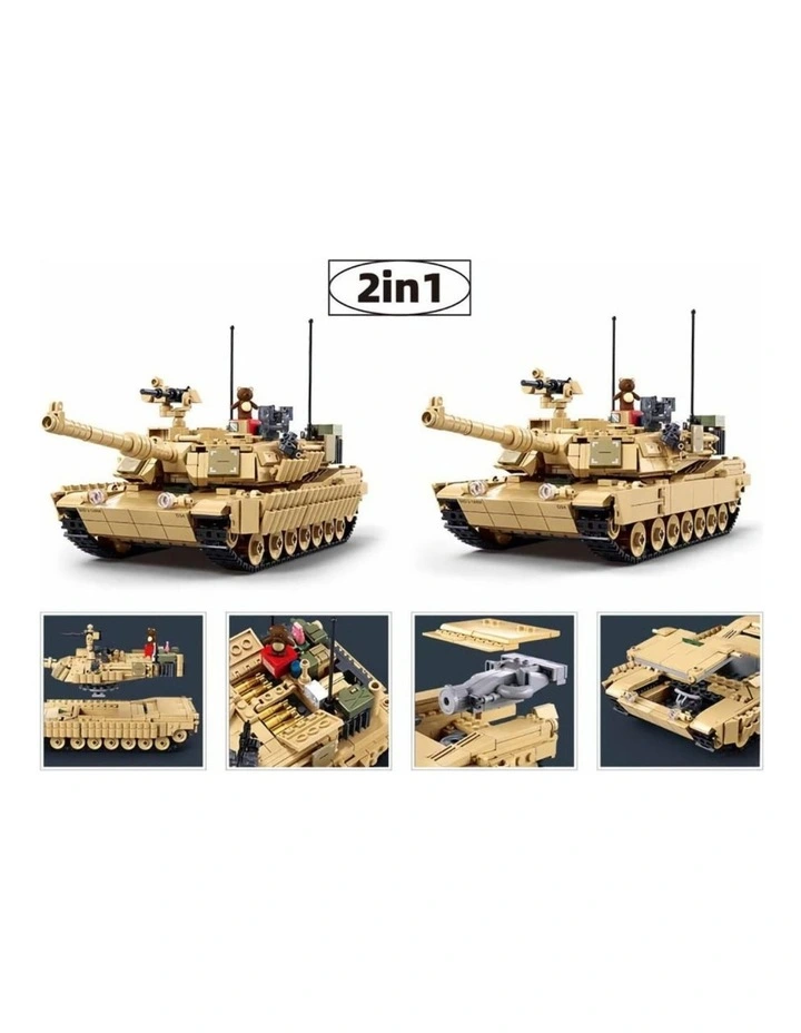 Sluban B1365 Model Kit 1:35 M1A2 Abrams TUSK II Battle Tank MBT Modern US Army Military Building image 3