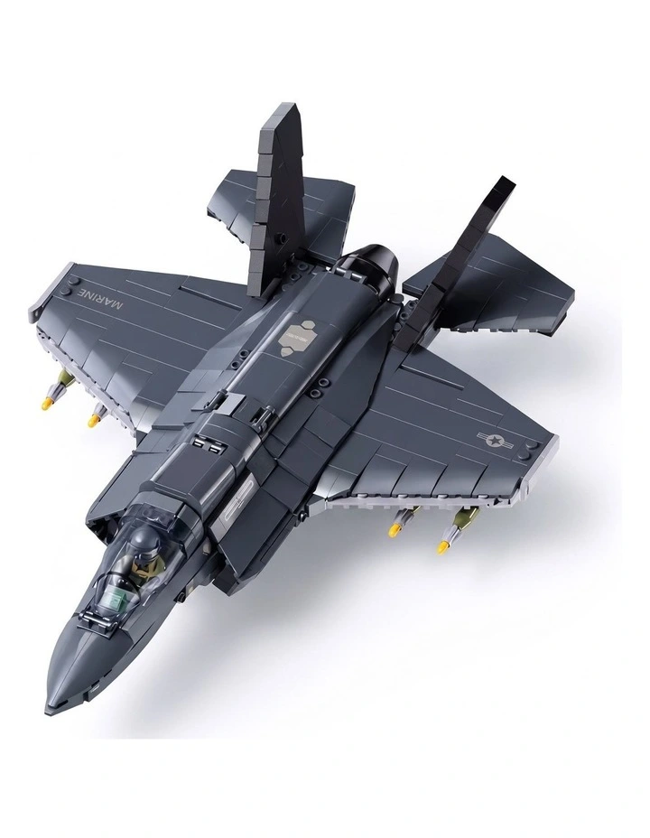 Sluban B1361 Model Kit 1:44 F35 Lightning Stealth Fighter Jet Plane Modern USAF Air Force Building image 1