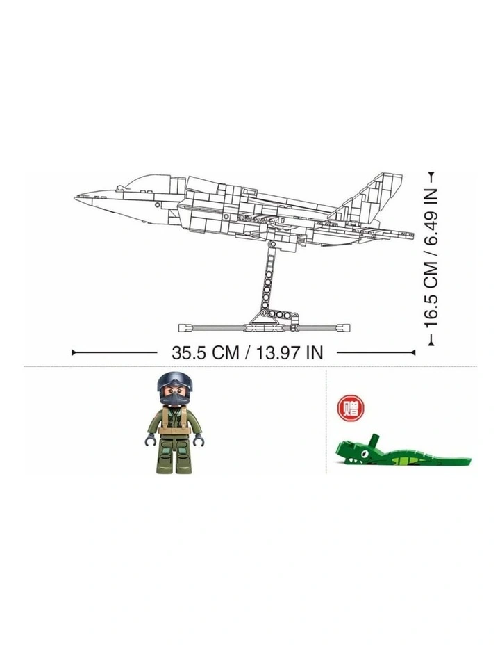 Sluban B1361 Model Kit 1:44 F35 Lightning Stealth Fighter Jet Plane Modern USAF Air Force Building image 3