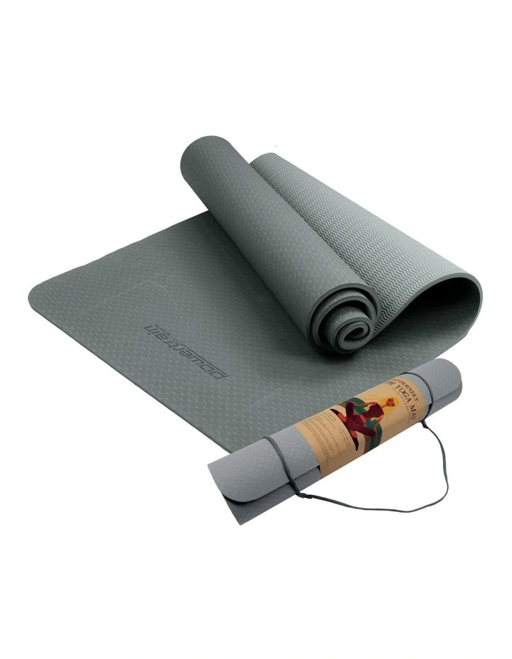 Powertrain TPE Yoga Pilates Exercise Mat 6mm - Light Grey image 1