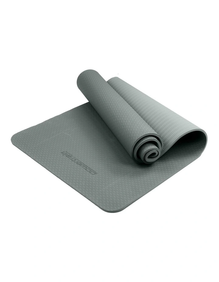 Powertrain TPE Yoga Pilates Exercise Mat 6mm - Light Grey image 4