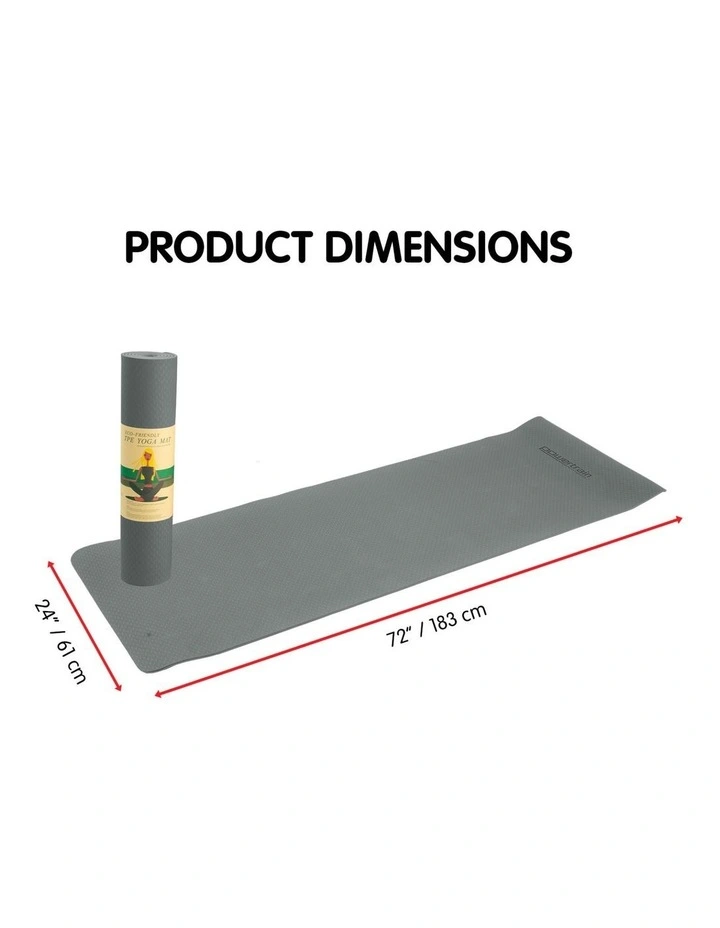 Powertrain TPE Yoga Pilates Exercise Mat 6mm - Light Grey image 5