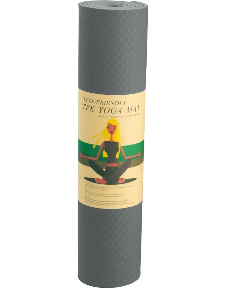 Powertrain TPE Yoga Pilates Exercise Mat 6mm - Light Grey image 7