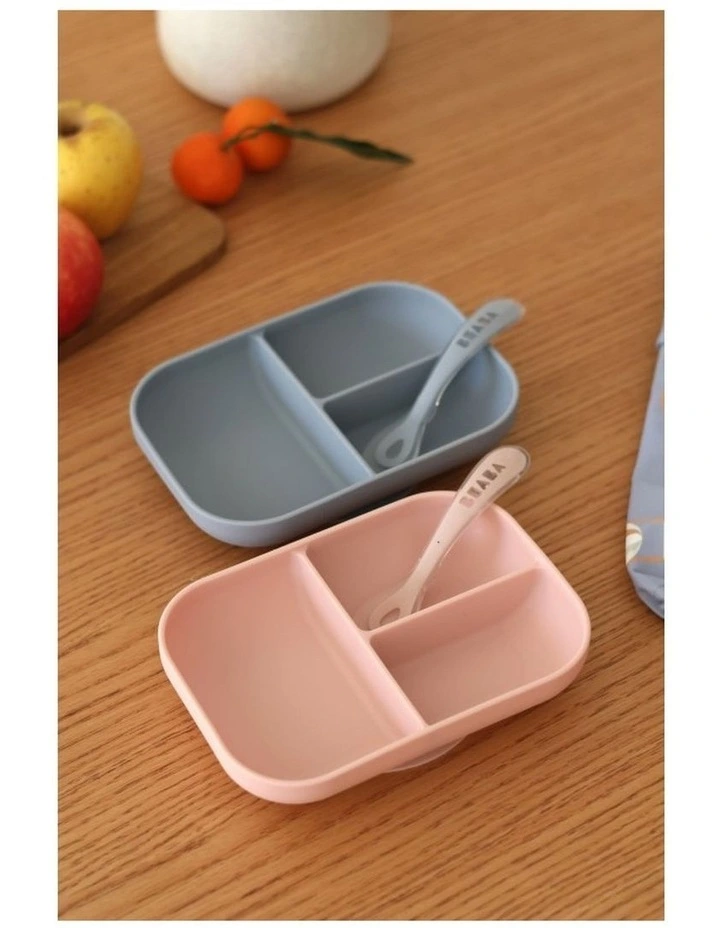 Silicone Suction Divided Plate & Spoon - Pebble image 6