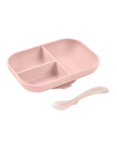 Silicone Suction Divided Plate & Spoon - Cotton Candy