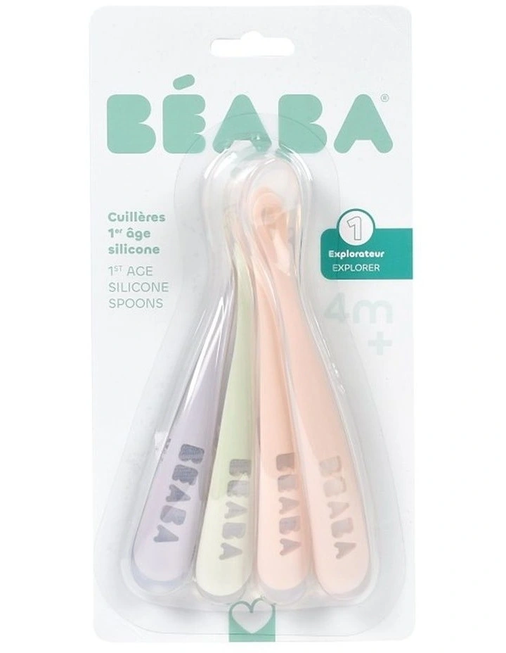 1st Stage Silicone Spoons 4 Pack - Cotton Candy/Misty Green/Pink/Lilac image 2