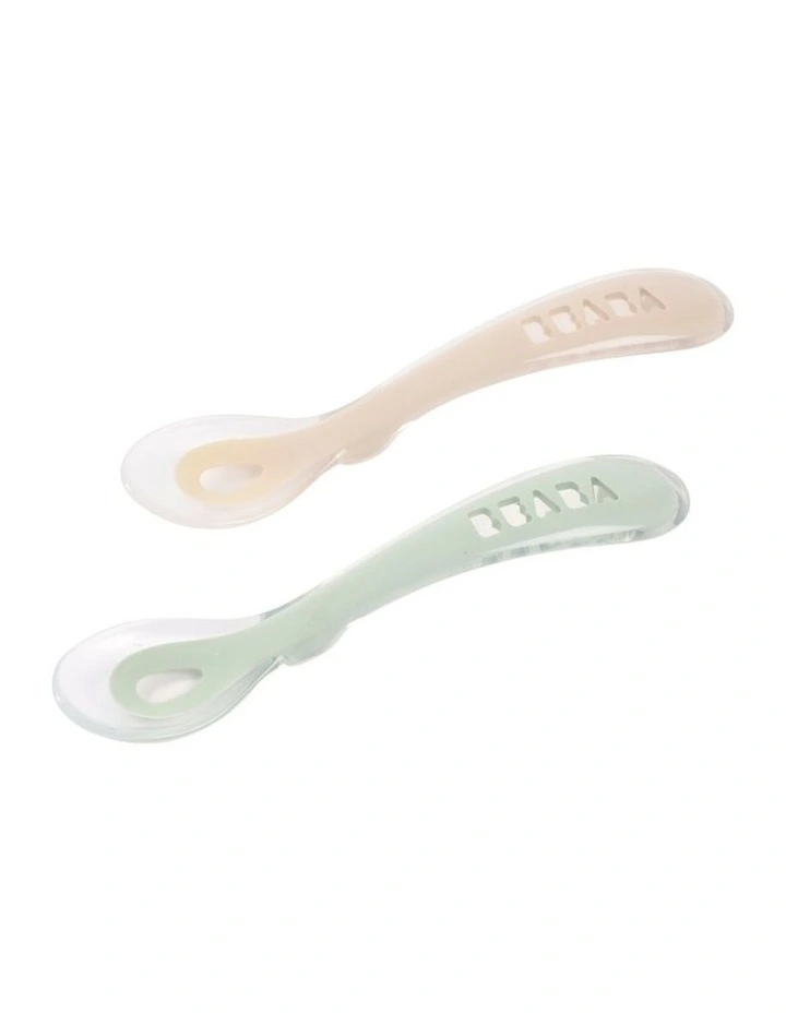 2nd Stage Silicone Spoons & Case 2 Pack - Clay/Misty Green image 1