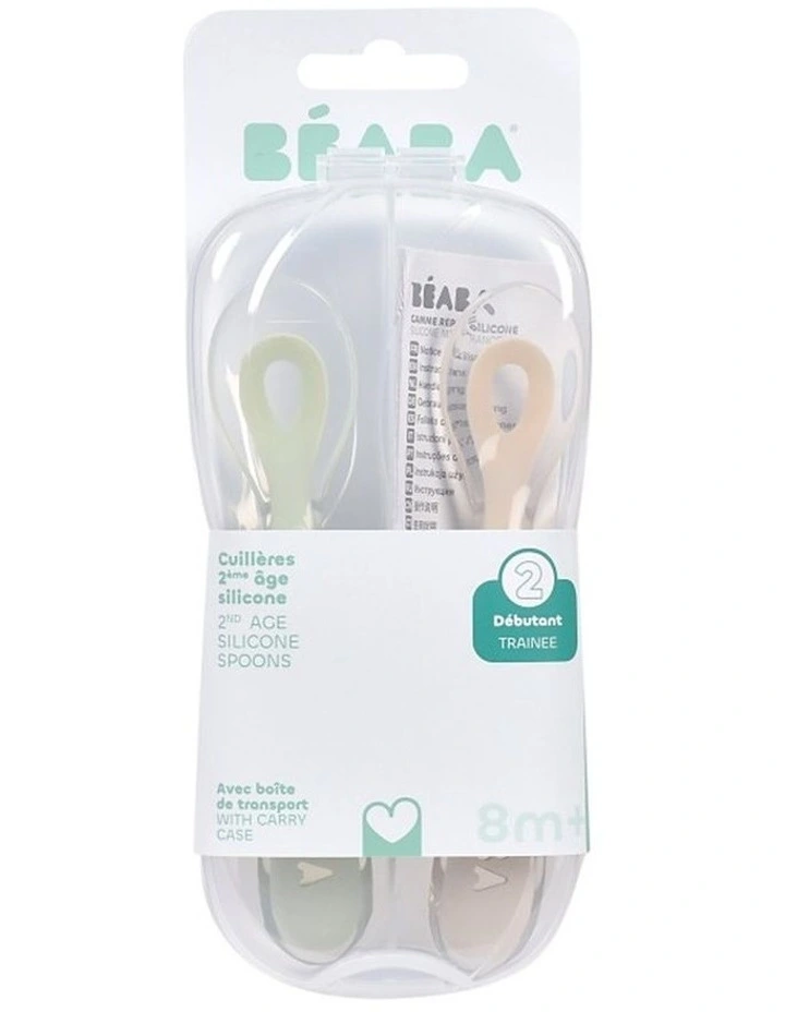 2nd Stage Silicone Spoons & Case 2 Pack - Clay/Misty Green image 2