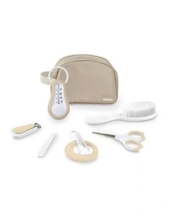 Baby 7 Piece Grooming Set with Toiletry Pouch - Clay