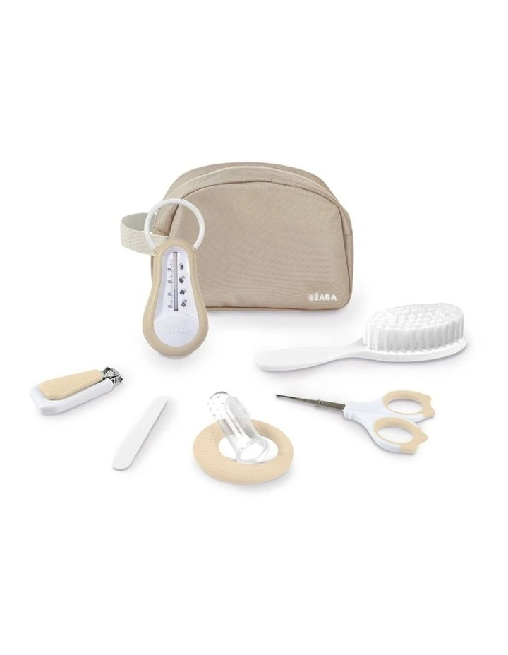 Baby 7 Piece Grooming Set with Toiletry Pouch - Clay image 1