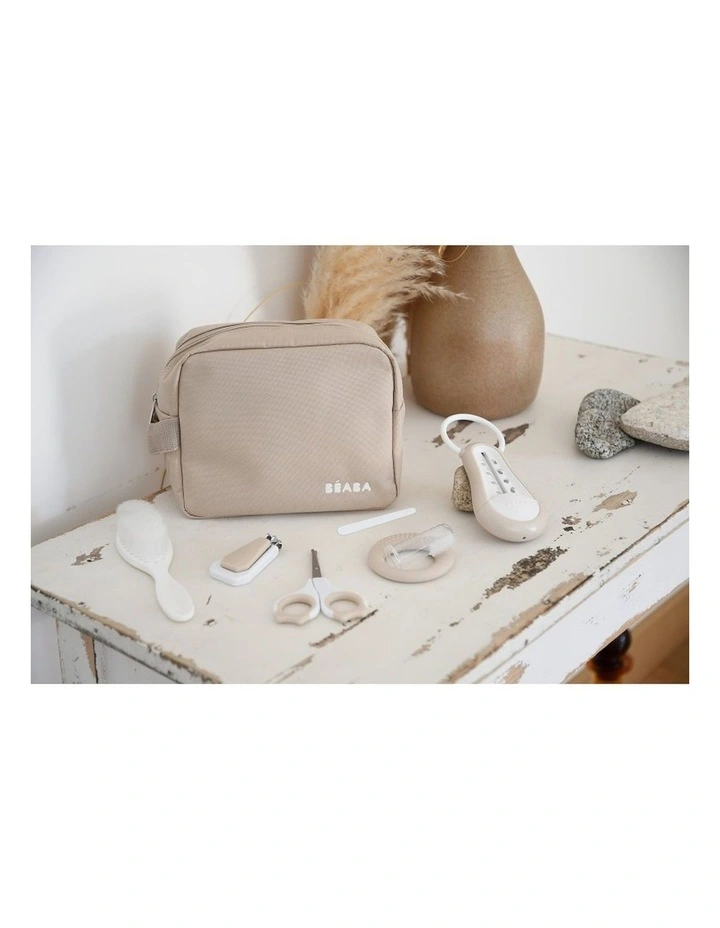 Baby 7 Piece Grooming Set with Toiletry Pouch - Clay image 2