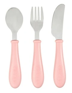 Stainless Steel Training Cutlery 3 Piece Set - Vintage Pink