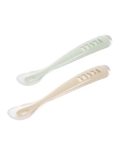 1st Stage Silicone Spoons & Case 2 Pack - Clay/Misty Green