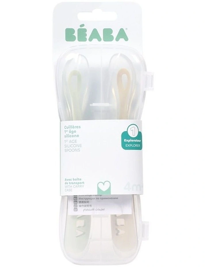 1st Stage Silicone Spoons & Case 2 Pack - Clay/Misty Green image 2