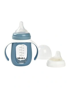 Glass Bottle with Silicone Protective Sleeve 210ml - Windy Blue