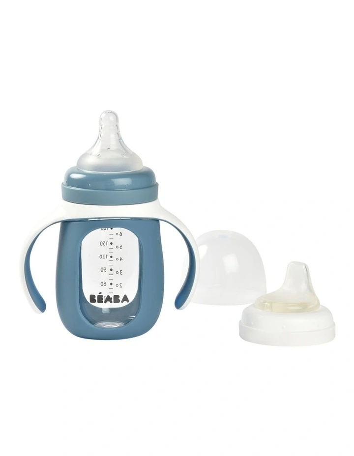 Glass Bottle with Silicone Protective Sleeve 210ml - Windy Blue image 1