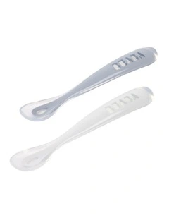 1st Stage Silicone Spoons & Case 2 Pack - Cloud Blue/Pebble