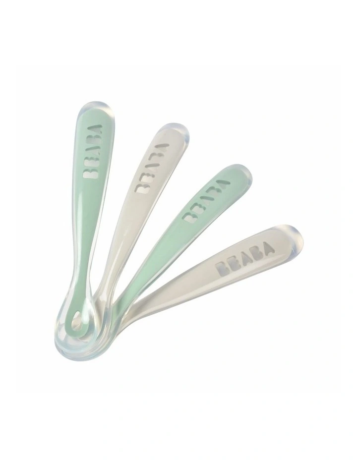 1st Stage Silicone Spoons 4 Pack - Velvet Grey/Sage Green image 1