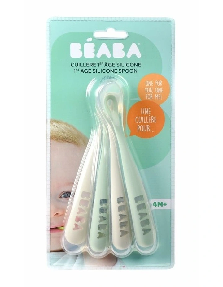 1st Stage Silicone Spoons 4 Pack - Velvet Grey/Sage Green image 2