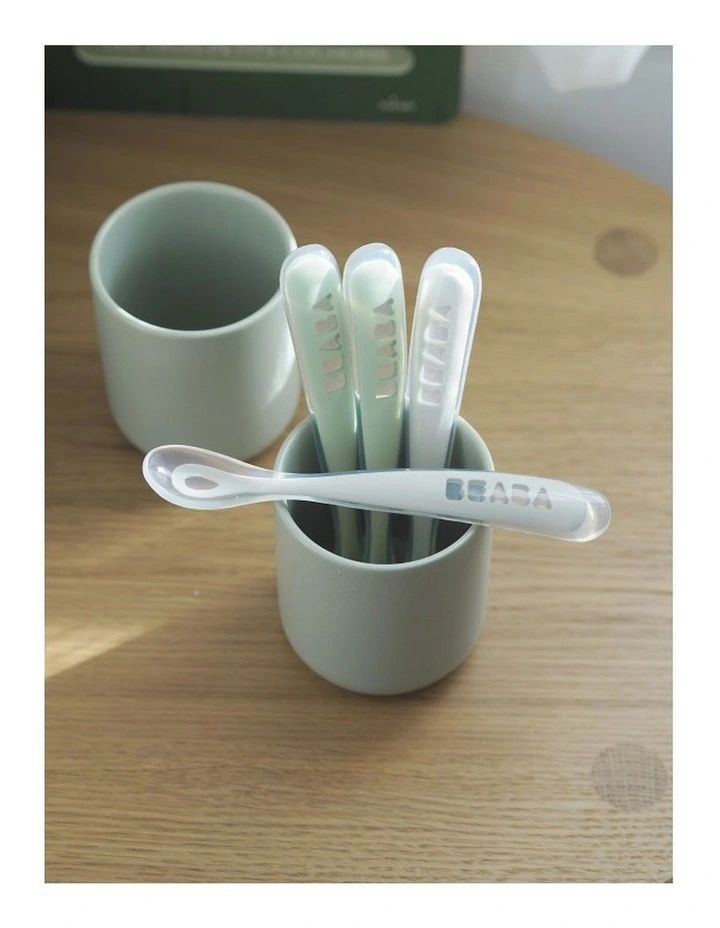 1st Stage Silicone Spoons 4 Pack - Velvet Grey/Sage Green image 3
