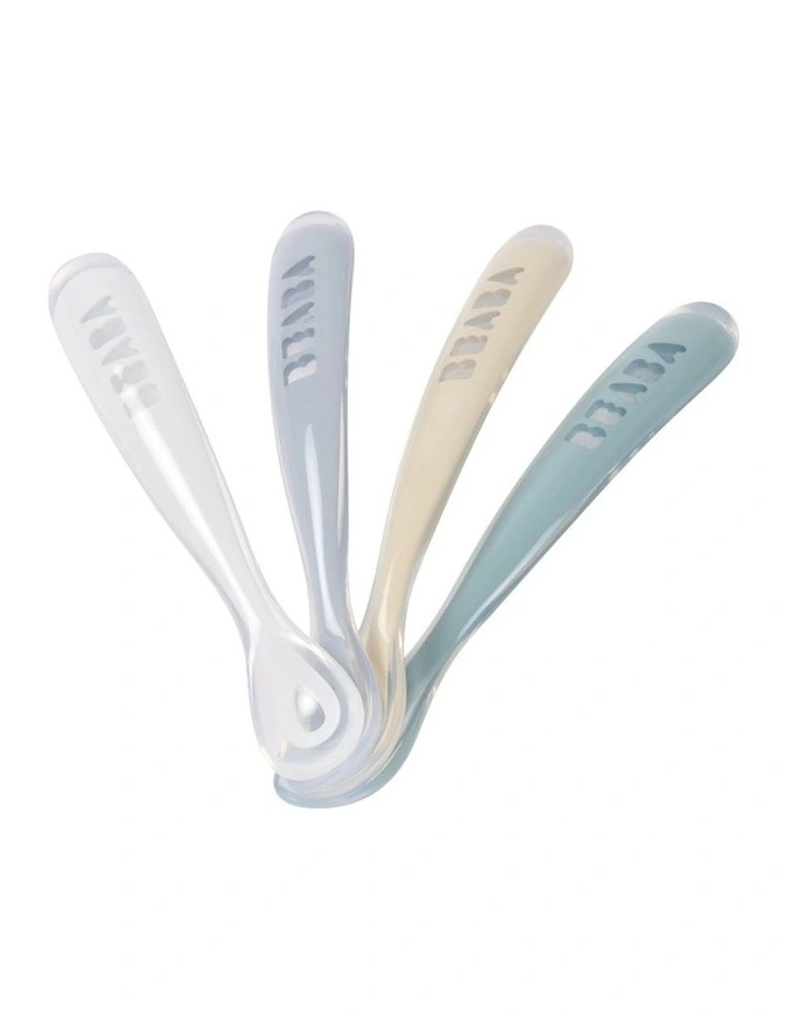 1st Stage Silicone Spoons 4 Pack - Pebble/Cloud Blue/Baltic Blue/Clay image 1