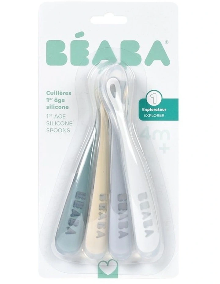 1st Stage Silicone Spoons 4 Pack - Pebble/Cloud Blue/Baltic Blue/Clay image 2