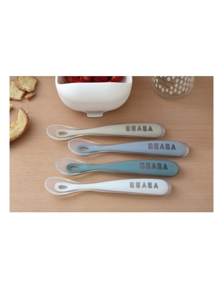 1st Stage Silicone Spoons 4 Pack - Pebble/Cloud Blue/Baltic Blue/Clay image 3