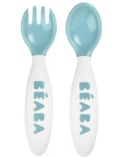 2nd Stage Training Fork & Spoon with Case - Blue