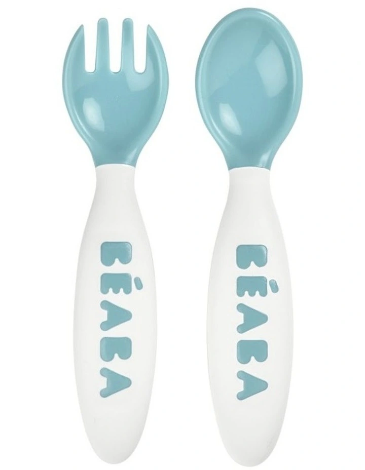 2nd Stage Training Fork & Spoon with Case - Blue image 1