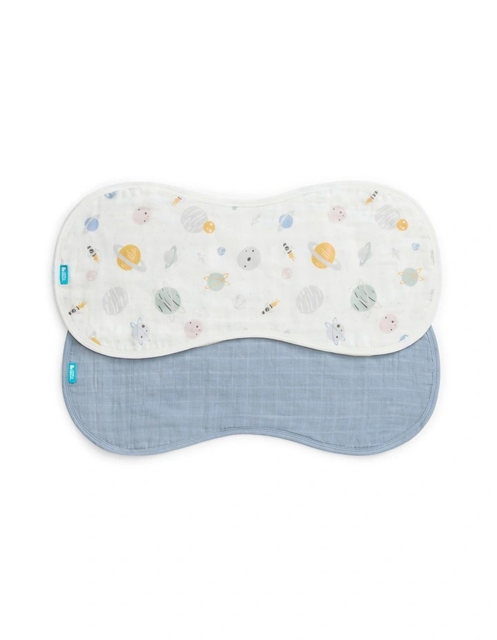 Burp Cloth 2 Pack Muslin Rocket Mist Blue image 1