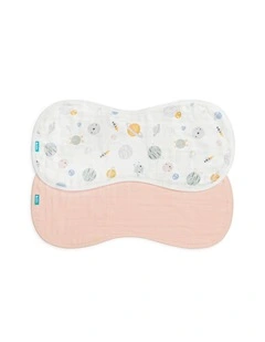 Burp Cloth 2 Pack Muslin Rocket Blush