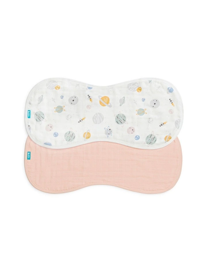Burp Cloth 2 Pack Muslin Rocket Blush image 1