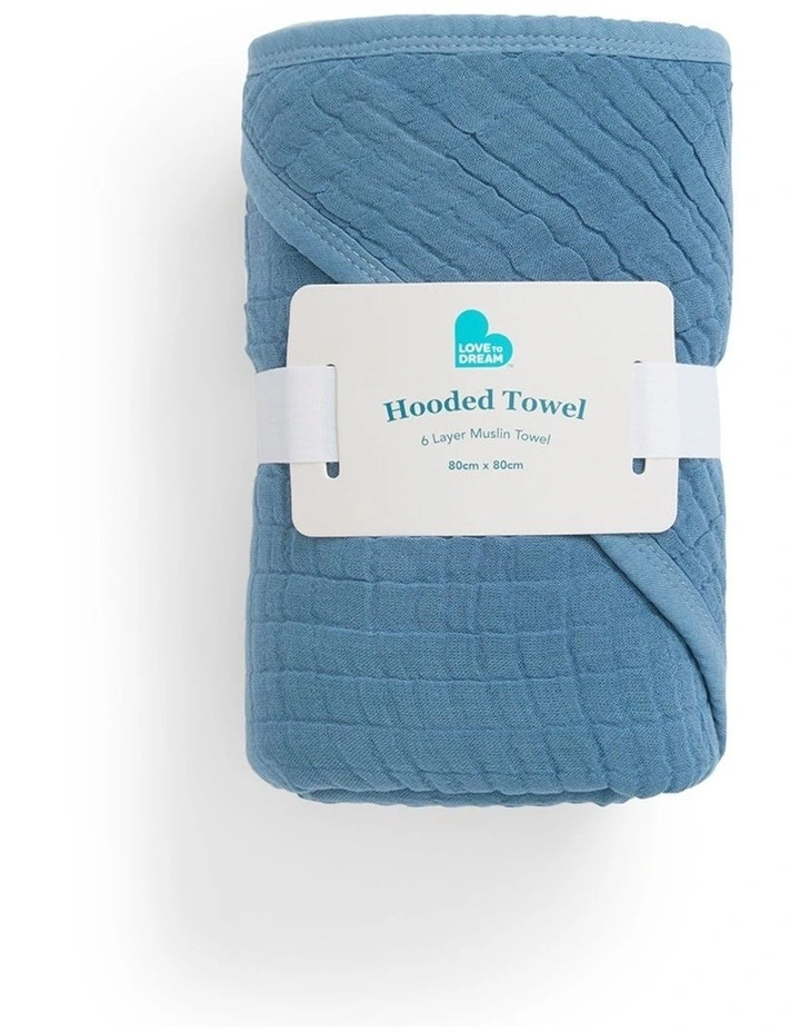 Hooded Towel Muslin Storm Blue image 1