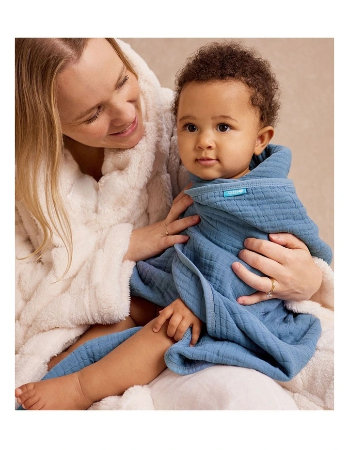 Hooded Towel Muslin Storm Blue image 5