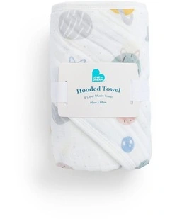 Hooded Towel Muslin Rocket White