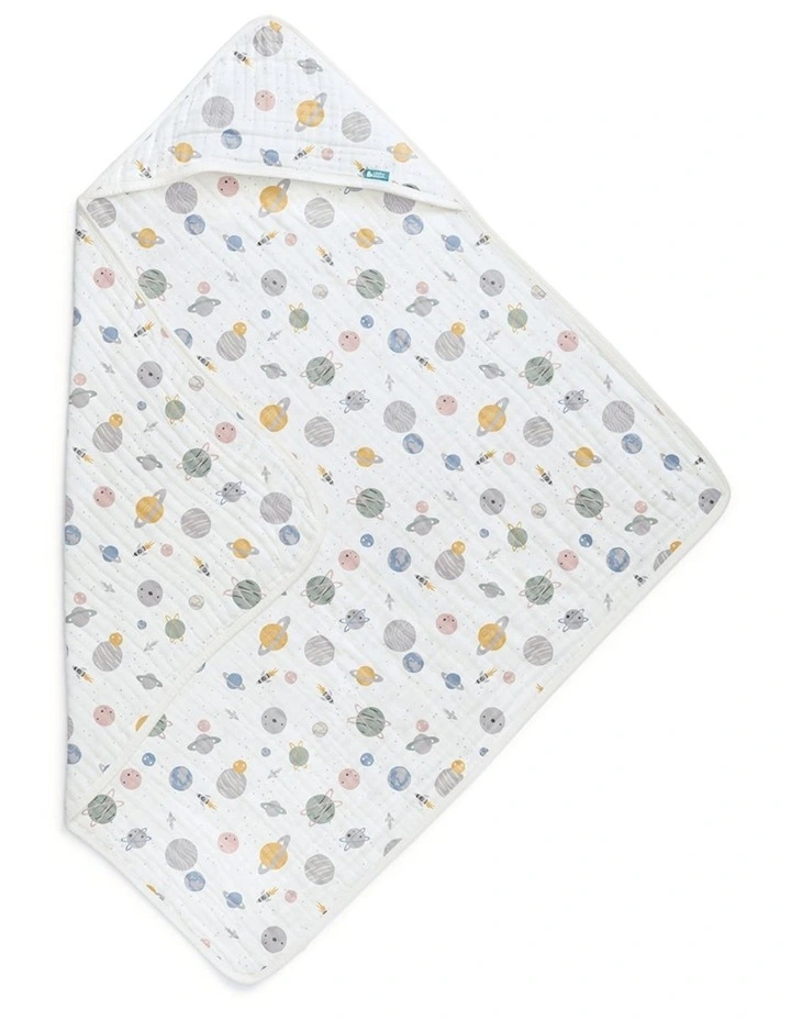 Hooded Towel Muslin Rocket White image 2