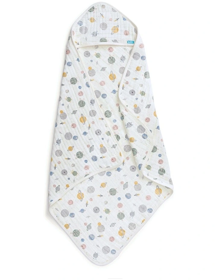 Hooded Towel Muslin Rocket White image 3
