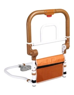 Levede Bed Rail Foldable 2 Handle Adjustable Height Non-Slip Grip Orange
