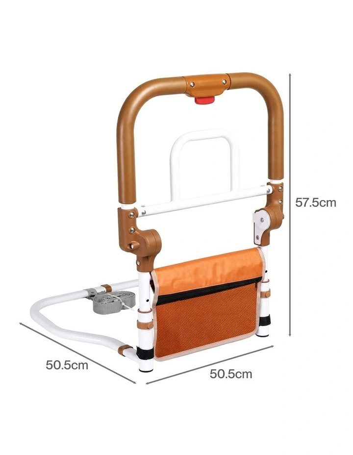 Levede Bed Rail Foldable 2 Handle Adjustable Height Non-Slip Grip Orange image 2