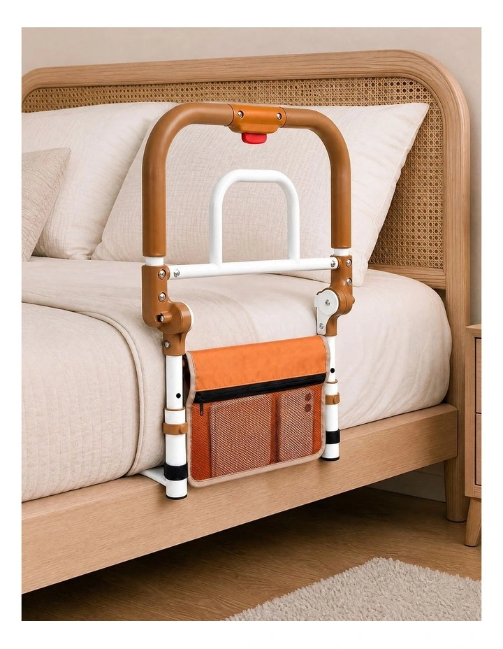 Levede Bed Rail Foldable 2 Handle Adjustable Height Non-Slip Grip Orange image 6