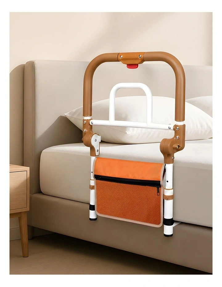 Levede Bed Rail Foldable 2 Handle Adjustable Height Non-Slip Grip Orange image 7