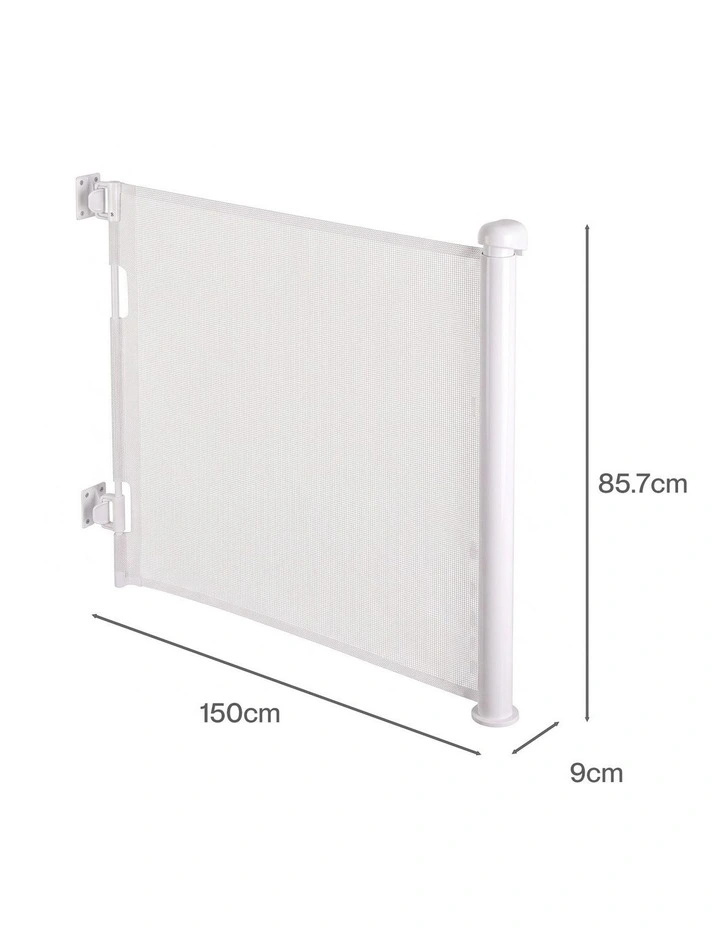 BoPeep Retractable Baby Gate 150cm No Drill One-Hand Lock  for Hallways Grey image 2