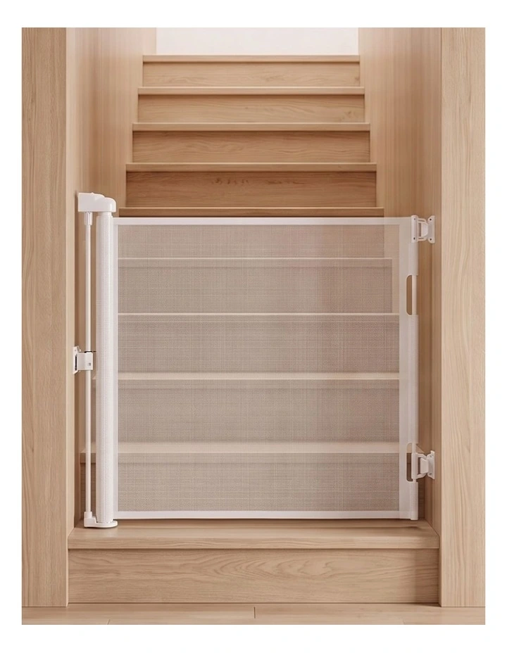 BoPeep Retractable Baby Gate 150cm No Drill One-Hand Lock  for Hallways Grey image 6