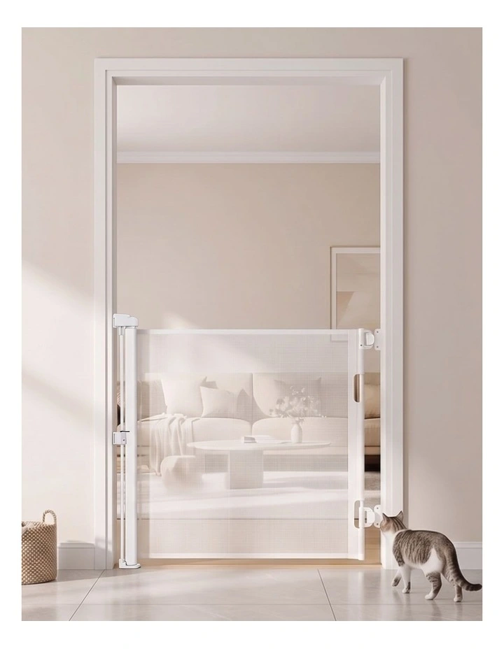 BoPeep Retractable Baby Gate 150cm No Drill One-Hand Lock  for Hallways Grey image 7