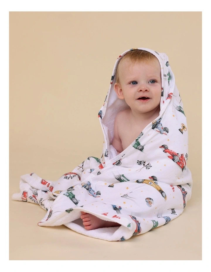 Little Racers Organic Hooded Baby Towel image 2