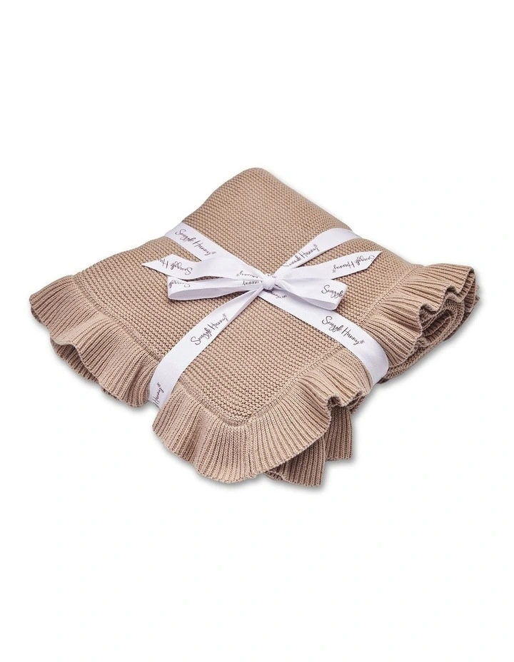 Hazelnut Ruffle Knit Organic Baby Blanket image 1