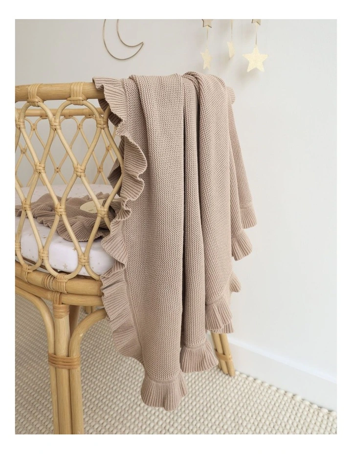 Hazelnut Ruffle Knit Organic Baby Blanket image 2