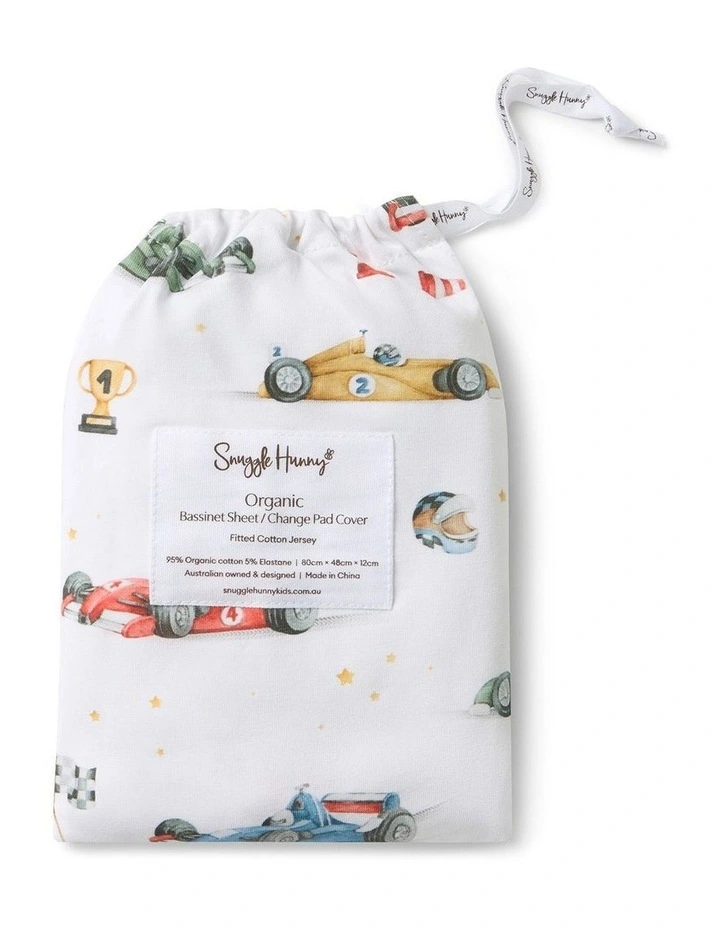 Little Racers Organic Bassinet Sheet / Change Pad Cover image 1