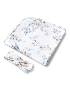 Sweet Swallows Organic Jersey Wrap & Topknot Set